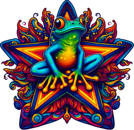 Nadruk Kosmiczna żaba w kolorze - Przód